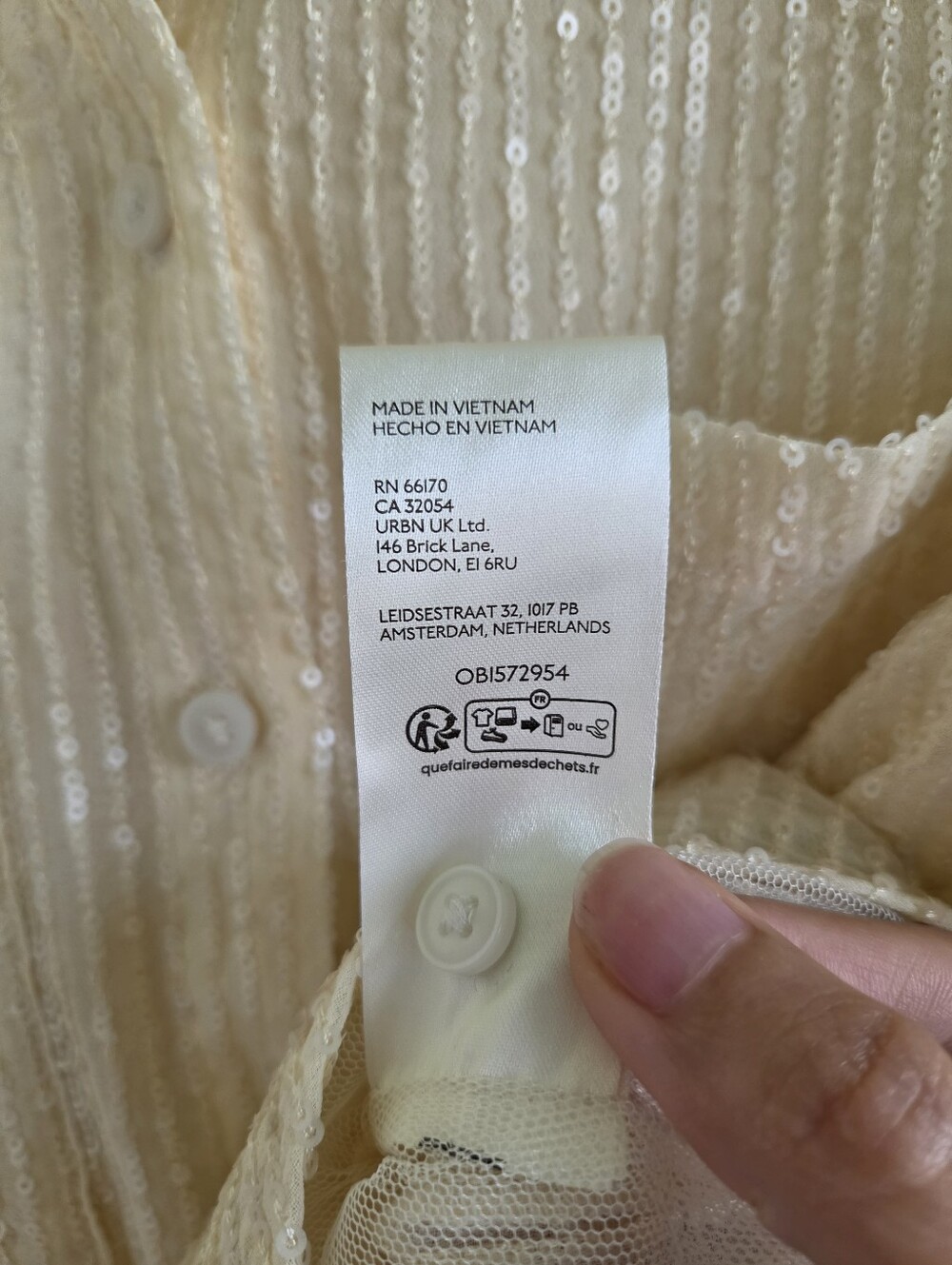 Anthropologie The Remie Sequin Button Down Shirt Cream Ivory Blouse Size M - Picture 7 of 9
